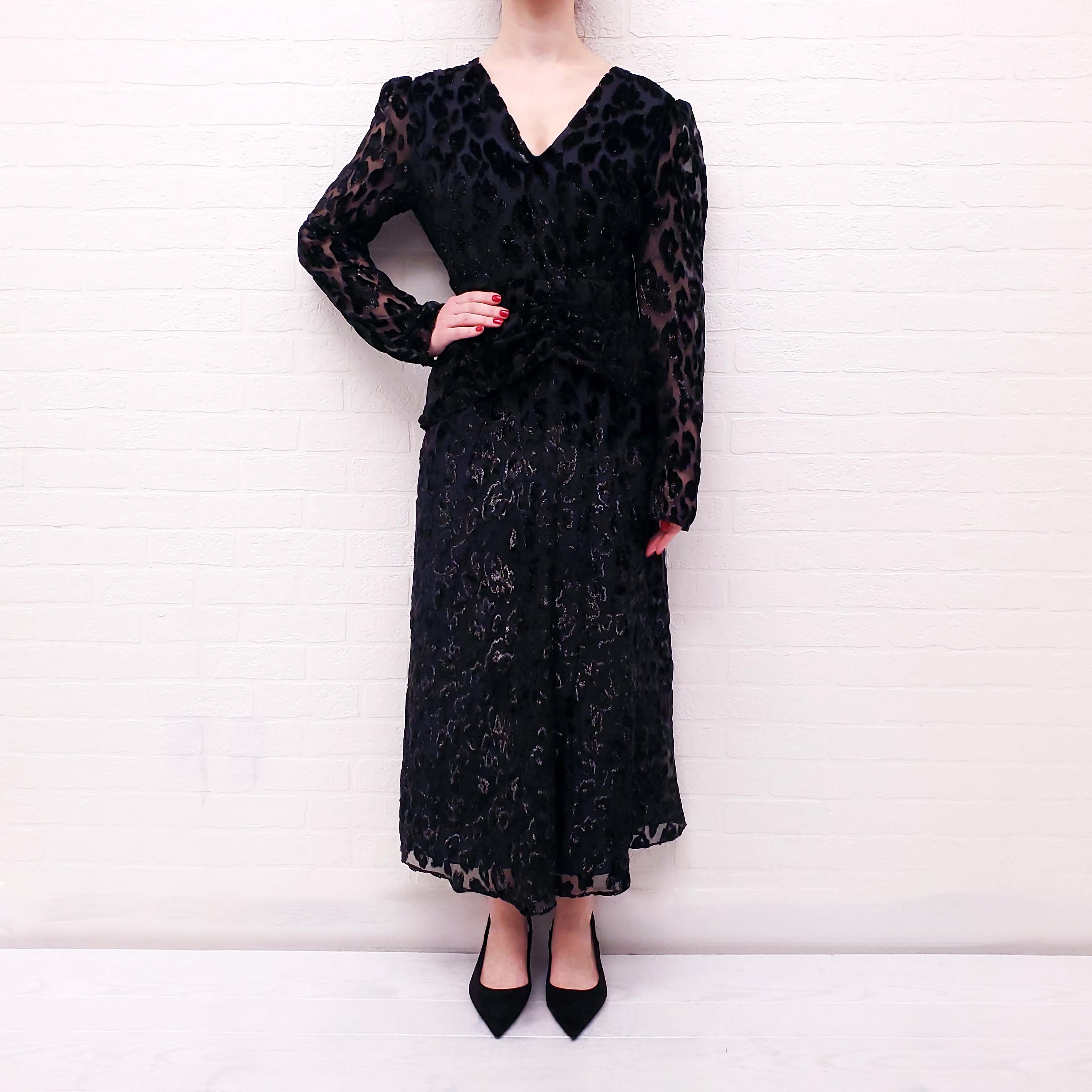 SELF-PORTRAIT BLACK LEOPARD DRESS - SIZE 10