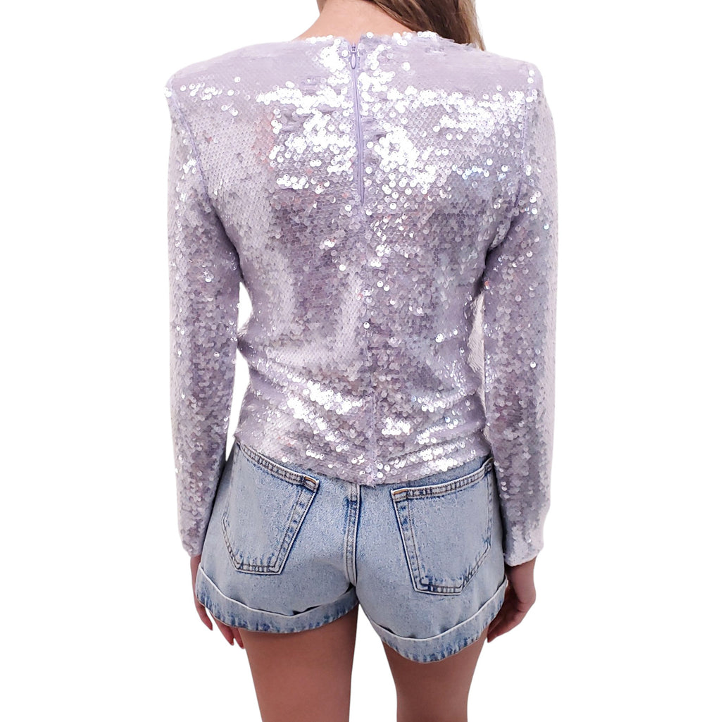 SELF-PORTRAIT LILAC SEQUIN TOP - SIZE US 2