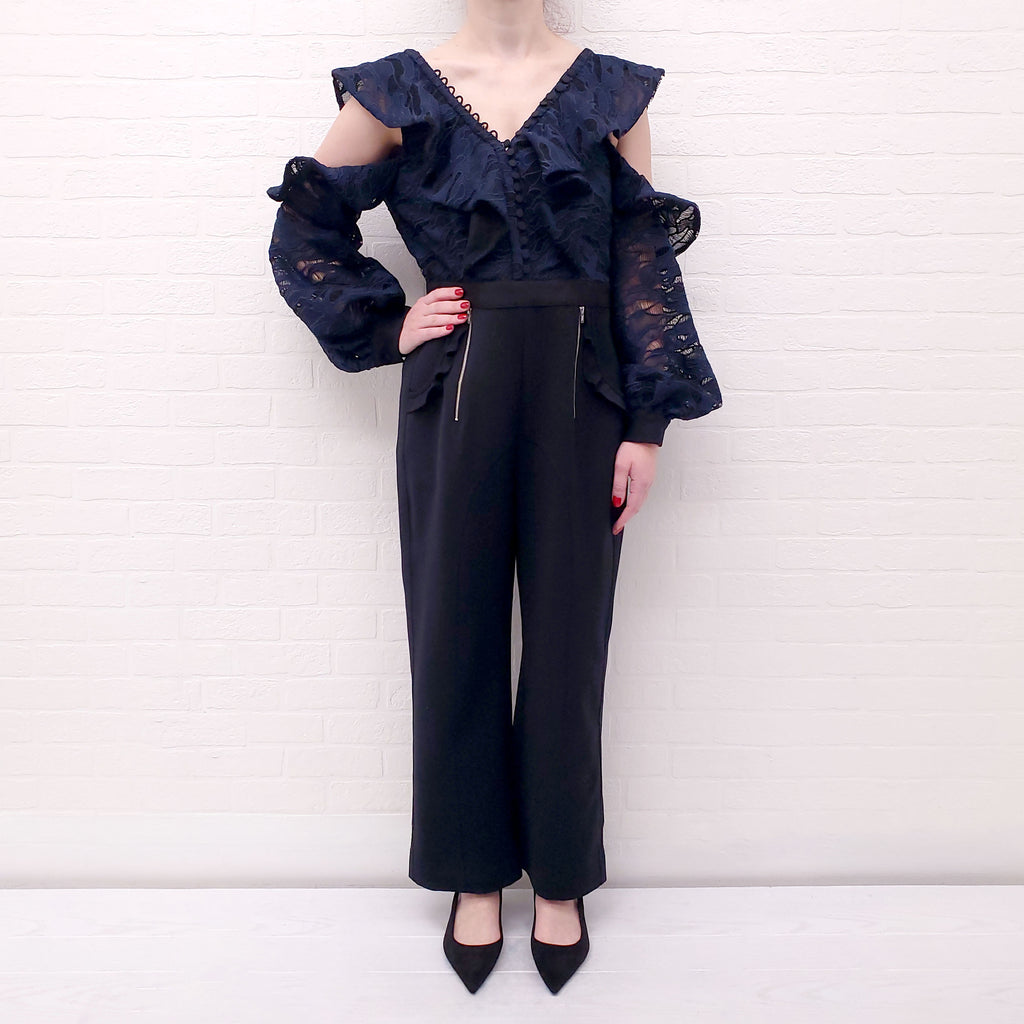 SELF-PORTRAIT NAVY AND BLACK JUMPSUIT - SIZE 10