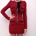 SELF-PORTRAIT RED KNIT DRESS - SIZE S