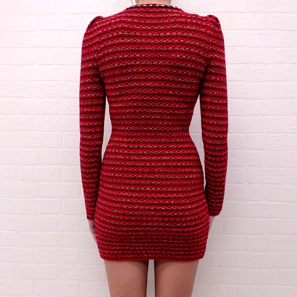 SELF-PORTRAIT RED KNIT DRESS - SIZE S