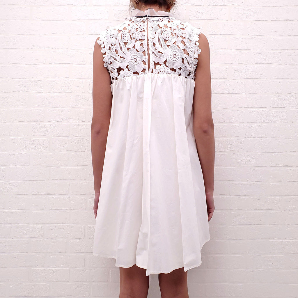 SELF-PORTRAIT WHITE COTTON BACK BABYDOLL DRESS - SIZE 8