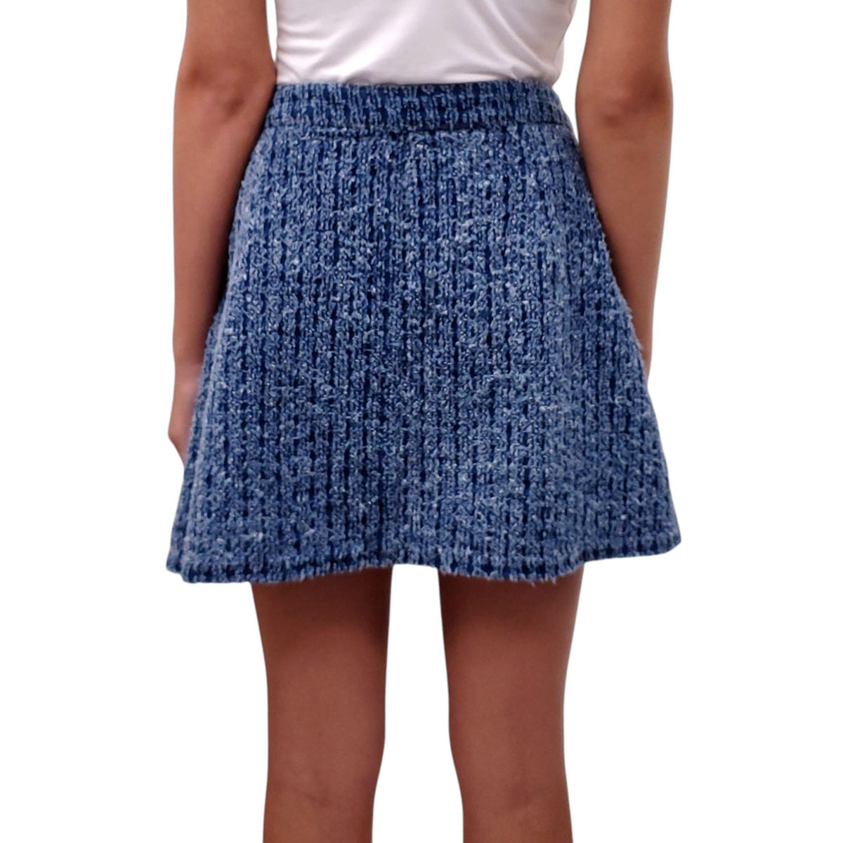 SELF PORTRAIT TEXTURED DENIM MINI SKIRT - SIZE 10