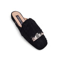 SERGIO ROSSI BLACK SUEDE FRINGE SLIDES