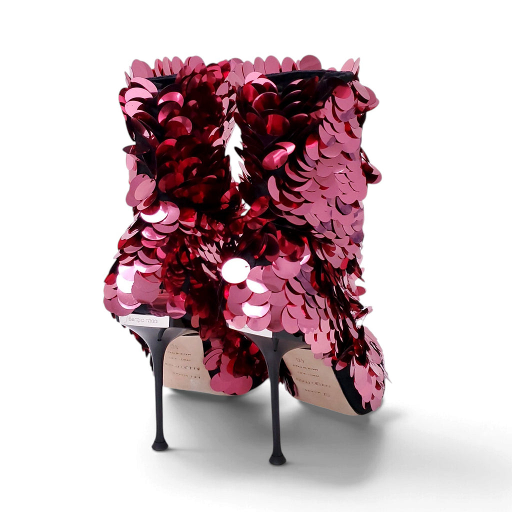 SERGIO ROSSI SEQUIN EMBELLISHED BOOTIES - SIZE 40