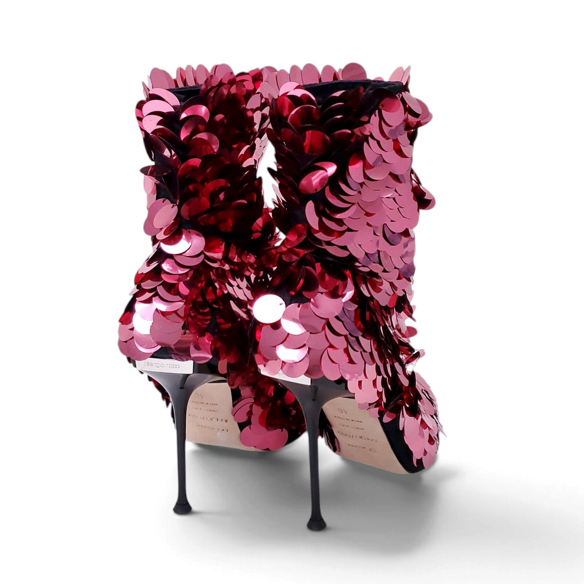 SERGIO ROSSI SEQUIN EMBELLISHED BOOTIES - SIZE 40