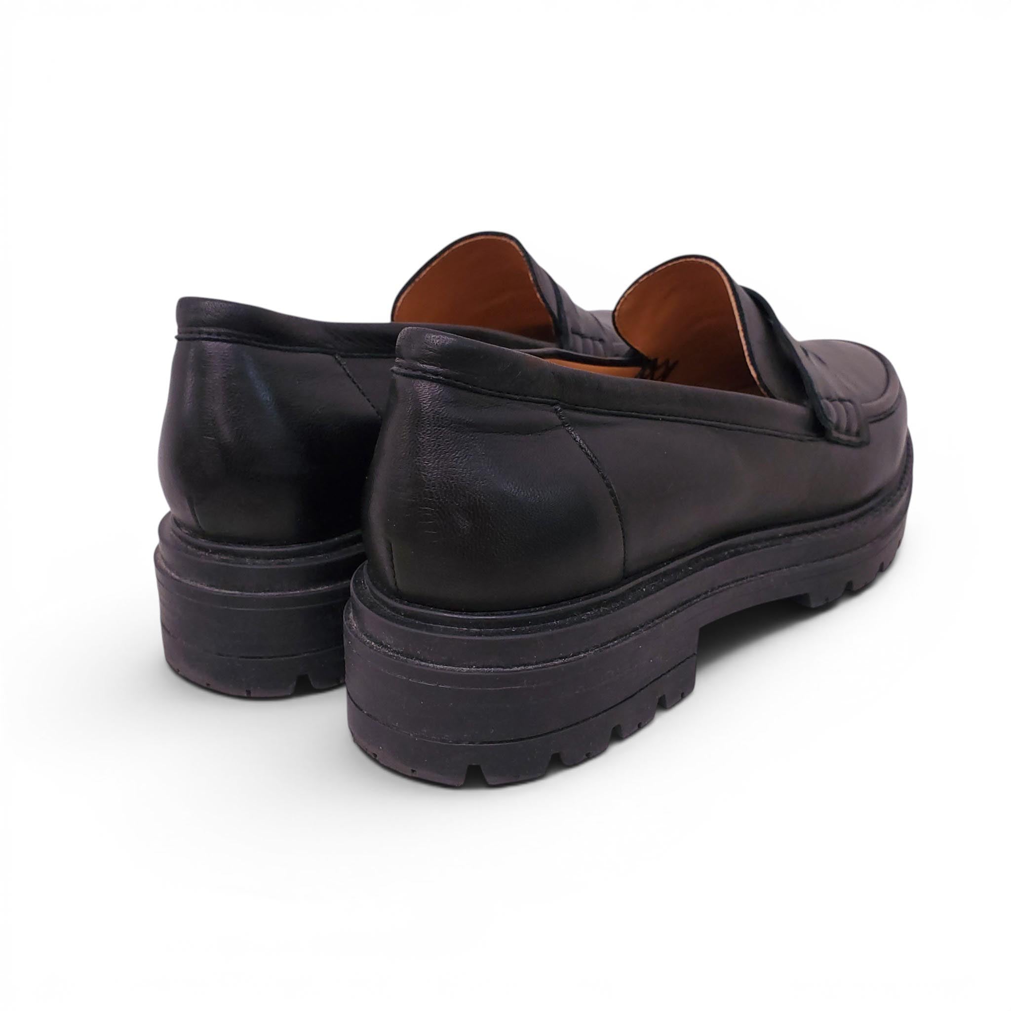 SEZANE LES SOULIERS BLACK LEATHER LOAFERS - SIZE 41