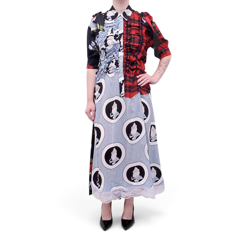 SIMONE ROCHA SILK PLAID PATTERNED DRESS - SIZE 10 UK/6 US