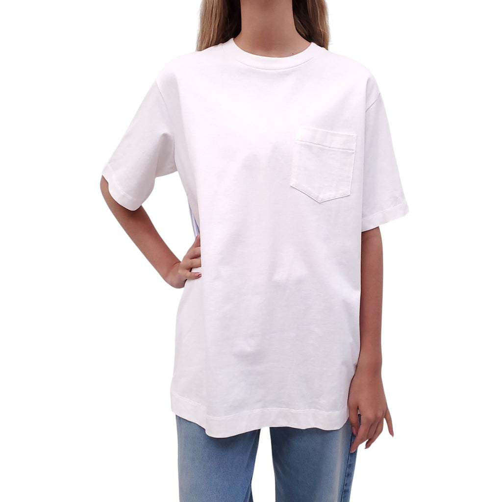 SIMONE ROCHA WHITE AND STRIPED T-SHIRT - SIZE S