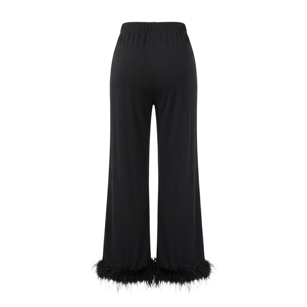 SLEEPER BLACK PANTS WITH FEATHERS - SIZE S