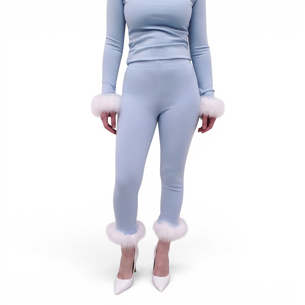 SLEEPER BLUE LOUNGE SET WITH WHITE FEATHER DETAILS - SIZE S