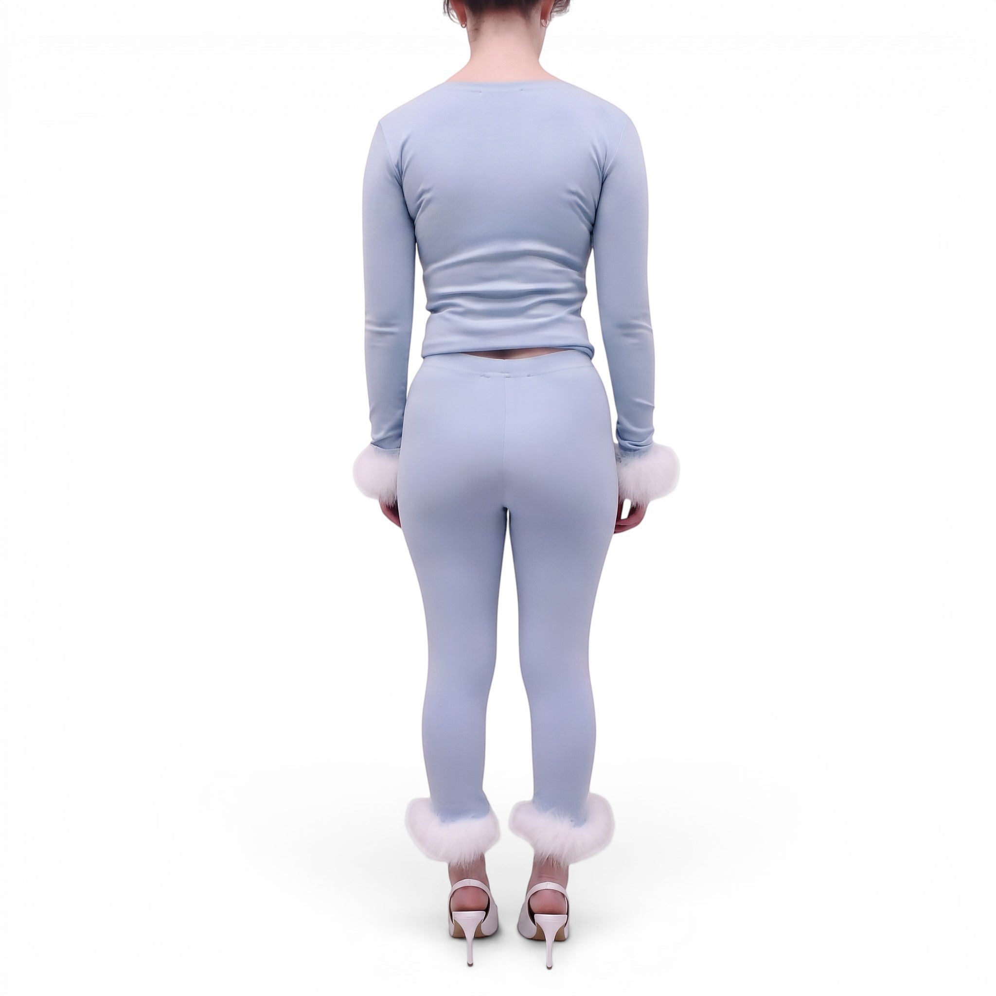 SLEEPER BLUE LOUNGE SET WITH WHITE FEATHER DETAILS - SIZE S