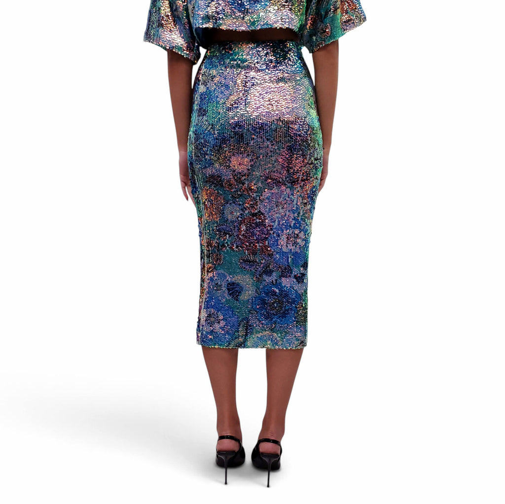 SMYTHE 2-PIECE SEQUIN FLORAL SET - SIZE XS