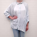 SMYTHE BABY BLUE OVERSIZED BUTTON UP BLOUSE WITH POCKETS - SIZE S