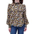 SMYTHE BLACK AND YELLOW FLORAL BLOUSE - SIZE M