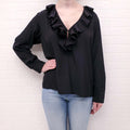SMYTHE BLACK BLOUSE WITH RUFFLE DETAIL - SIZE M