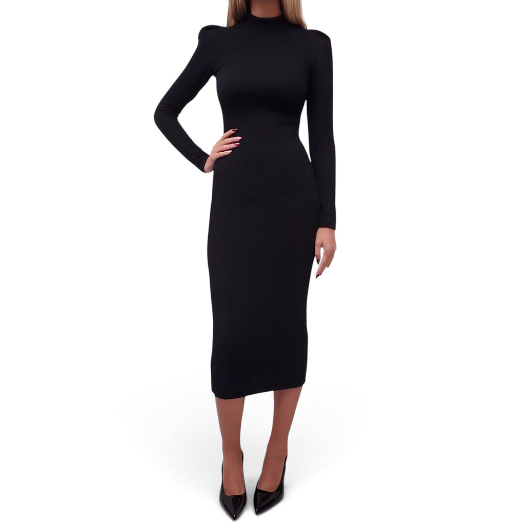 SMYTHE BLACK CRINKLE LONG DRESS - SIZE XS