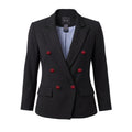 SMYTHE BLACK JACKET WITH RED BUTTON AND SHIRT STRIPED DETAILED LINING - SIZE 6