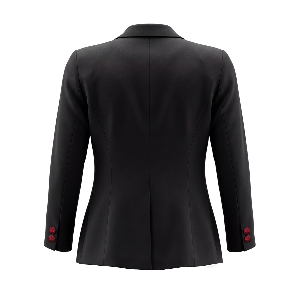 SMYTHE BLACK JACKET WITH RED BUTTON AND SHIRT STRIPED DETAILED LINING - SIZE 6