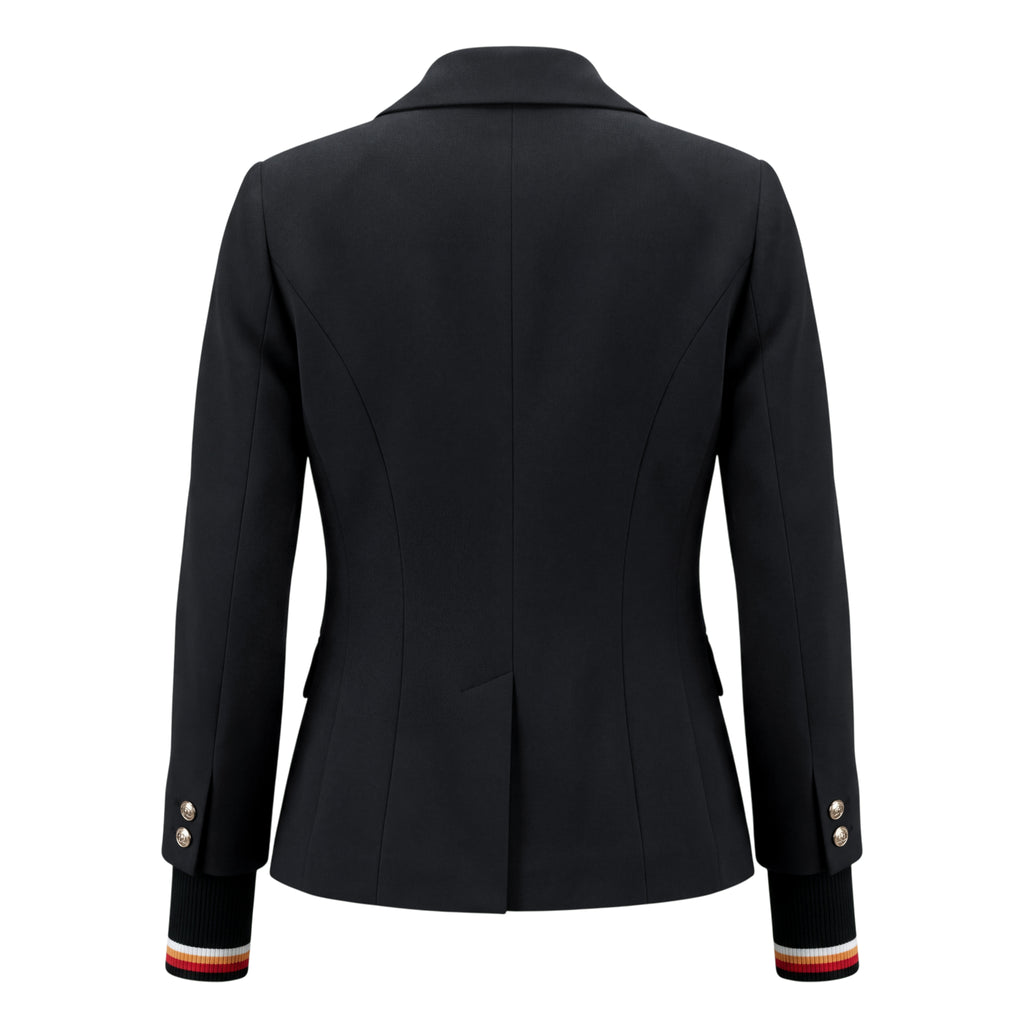 SMYTHE BLACK JACKET WITH STRIPE SPORT DETAILED SLEEVE INSERTS - SIZE 6