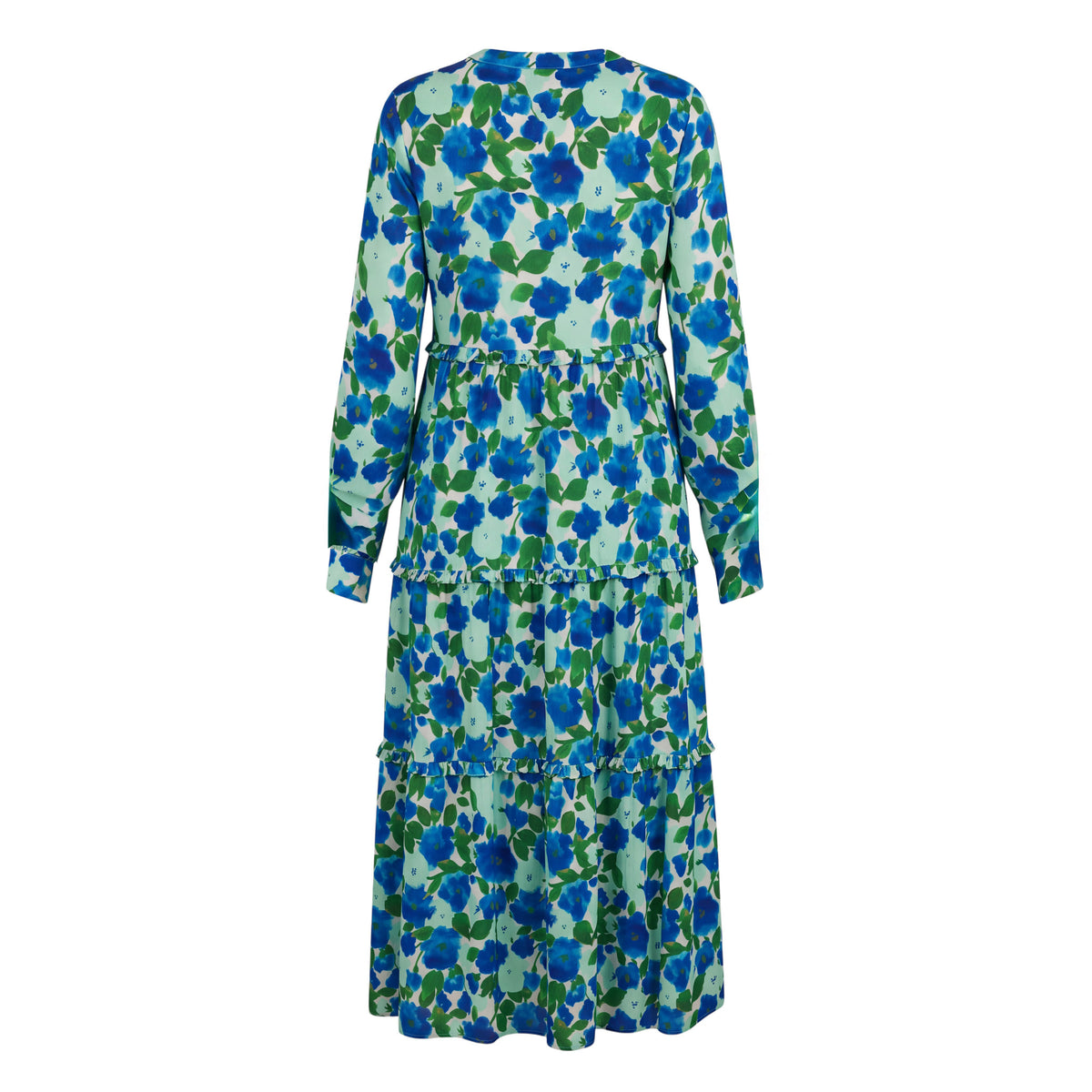 SMYTHE BLUE AND GREEN FLORAL MAXI DRESS - SIZE L