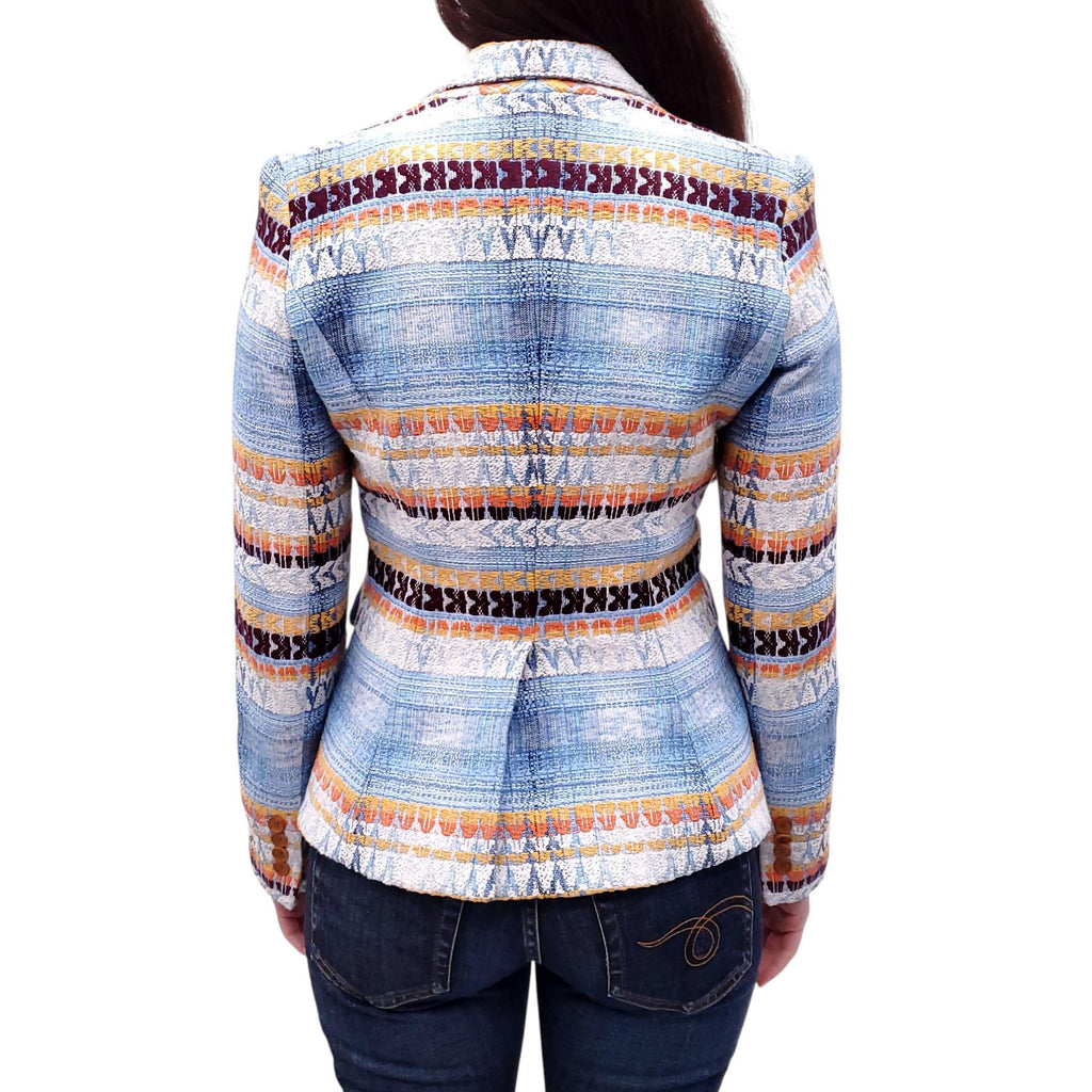 SMYTHE BLUE AND ORANGE PATTERNED JACKET - SIZE 6