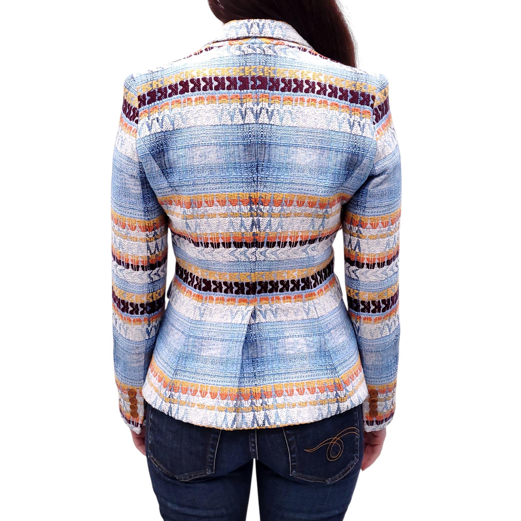SMYTHE BLUE AND ORANGE PATTERNED JACKET - SIZE 6