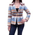 SMYTHE BLUE AND ORANGE PATTERNED JACKET - SIZE 6