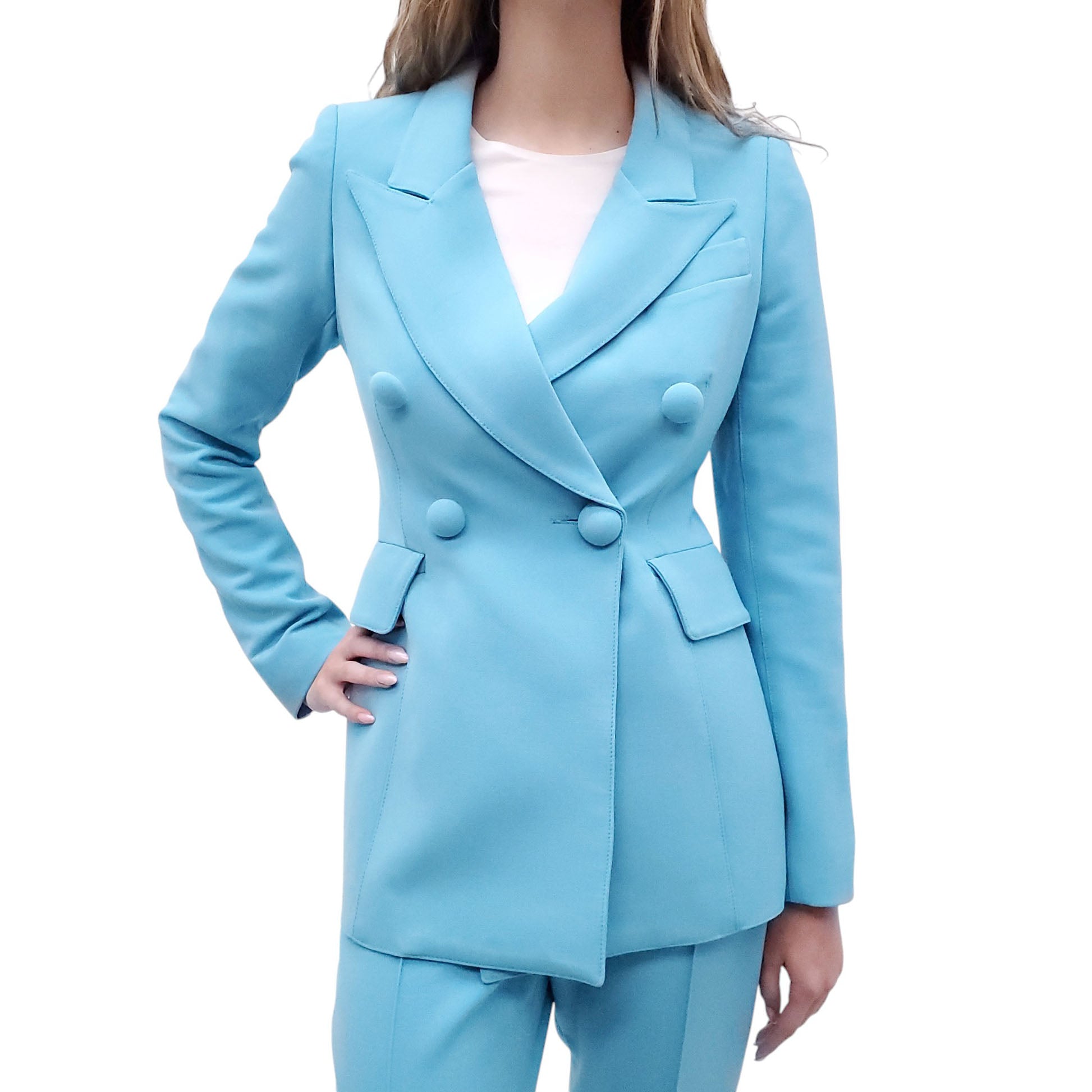 SMYTHE BLUE BLAZER SET WITH POLKA DOT LINING - SIZE 4
