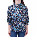 SMYTHE BLUE FLORAL BLOUSE WITH PLEATED DETAIL - SIZE S