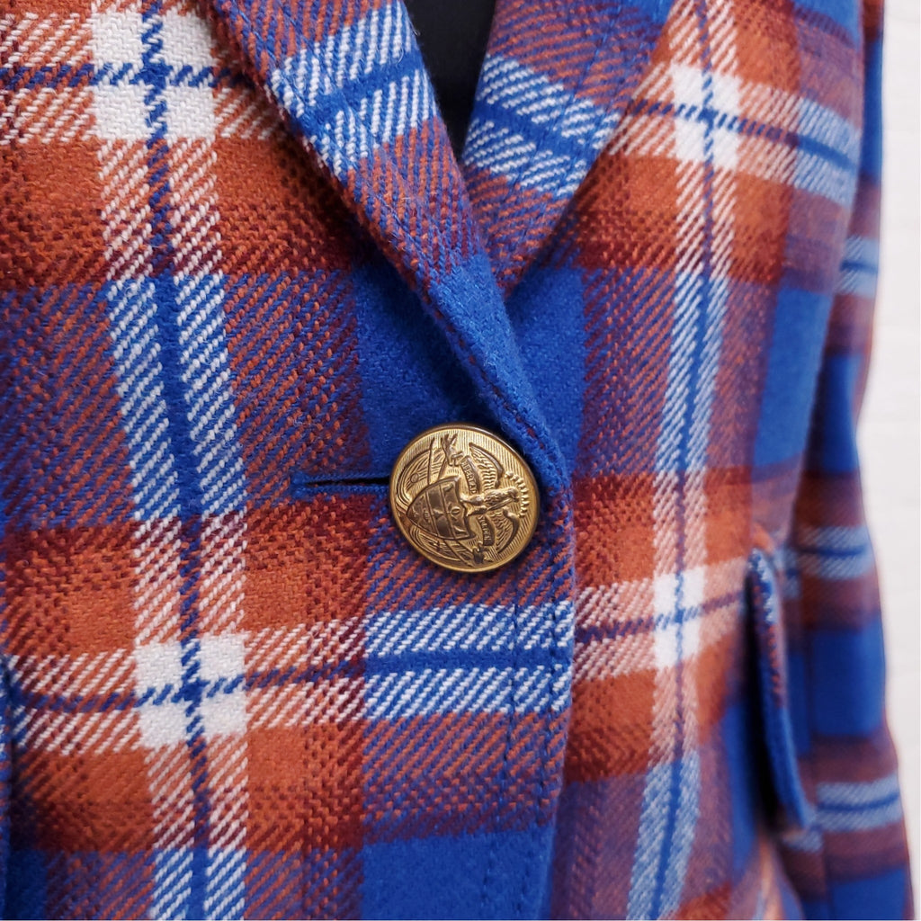 SMYTHE BLUE PLAID WOOL JACKET - SIZE 8
