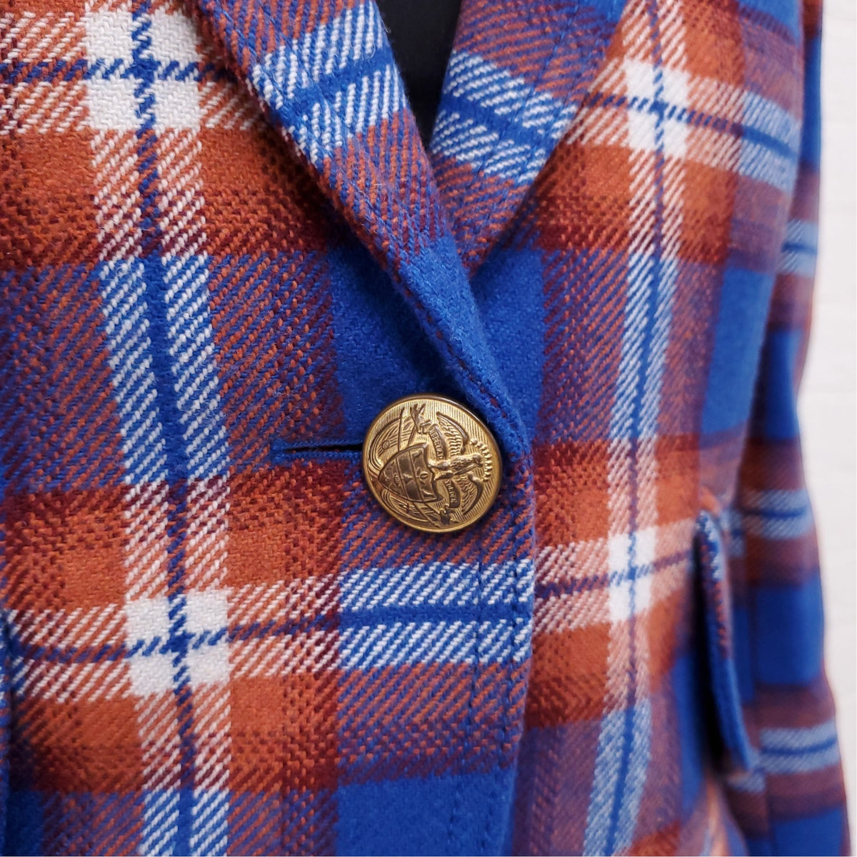 SMYTHE BLUE PLAID WOOL JACKET - SIZE 8