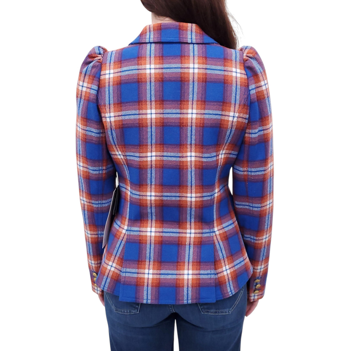 SMYTHE BLUE PLAID WOOL JACKET - SIZE 8