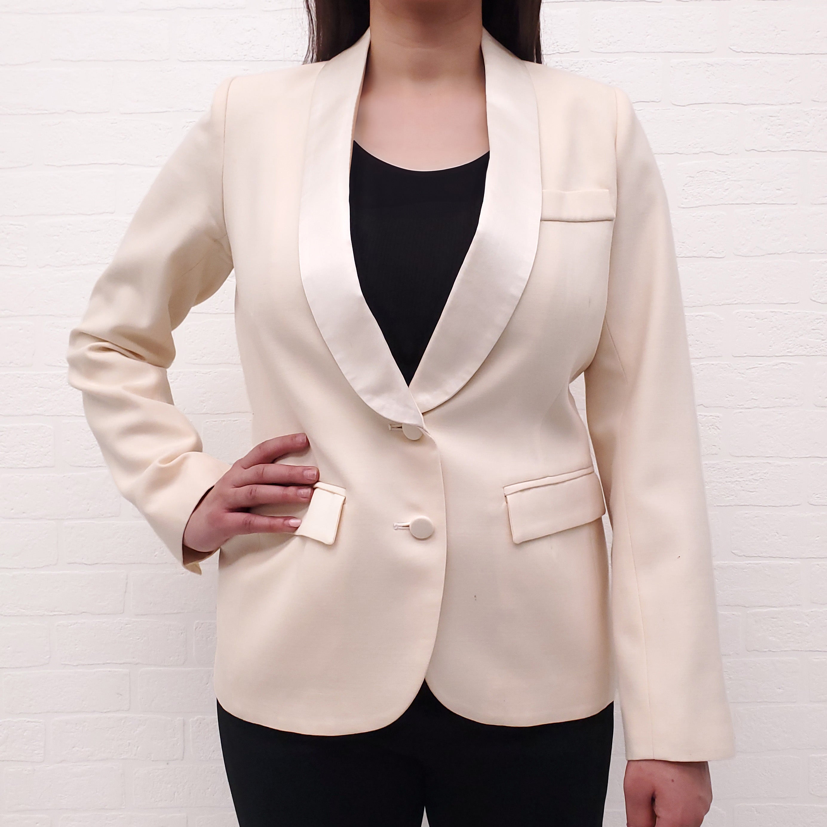 SMYTHE CREAM TUXEDO JACKET - SIZE 10