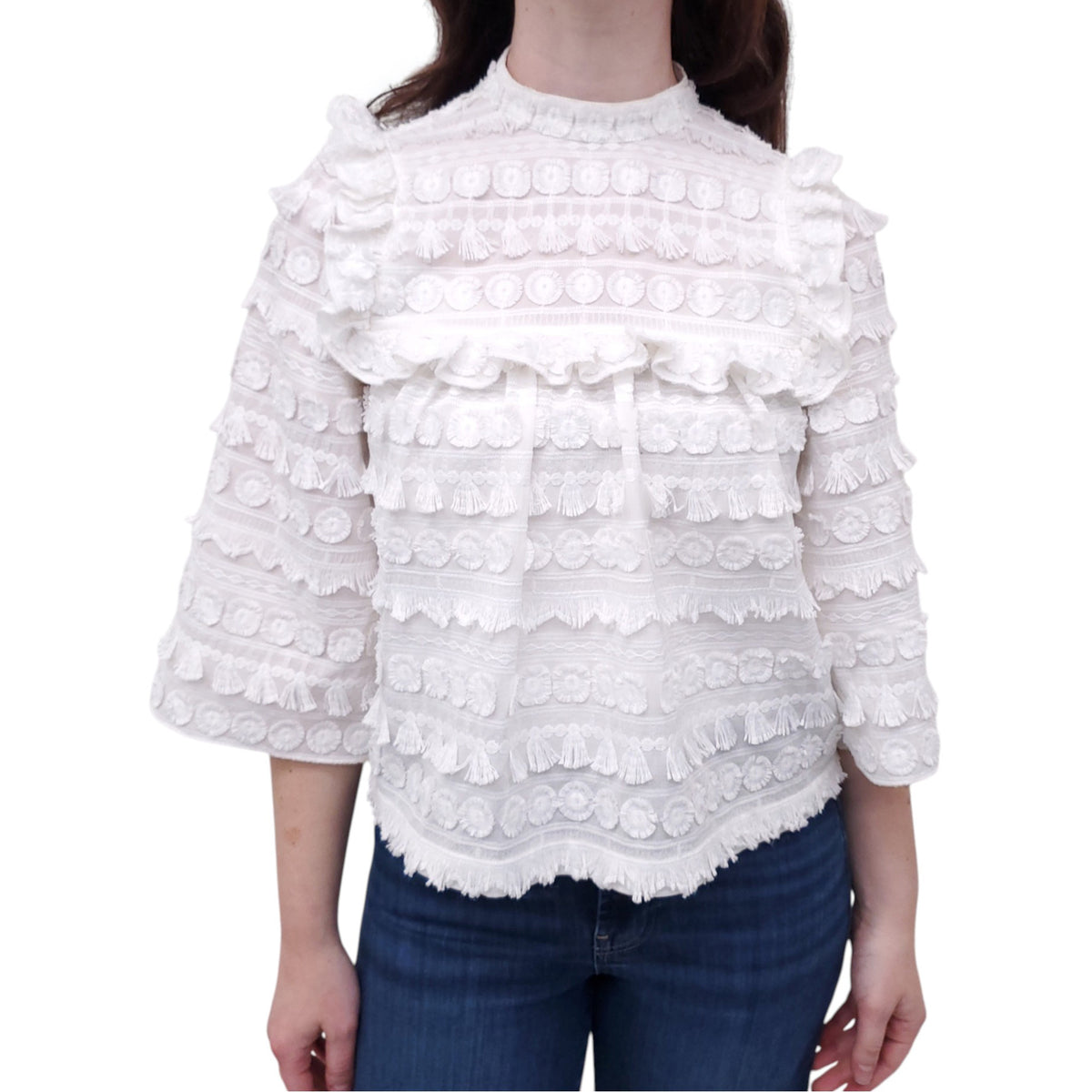 SMYTHE FLORAL PEASANT BLOUSE - SIZE S