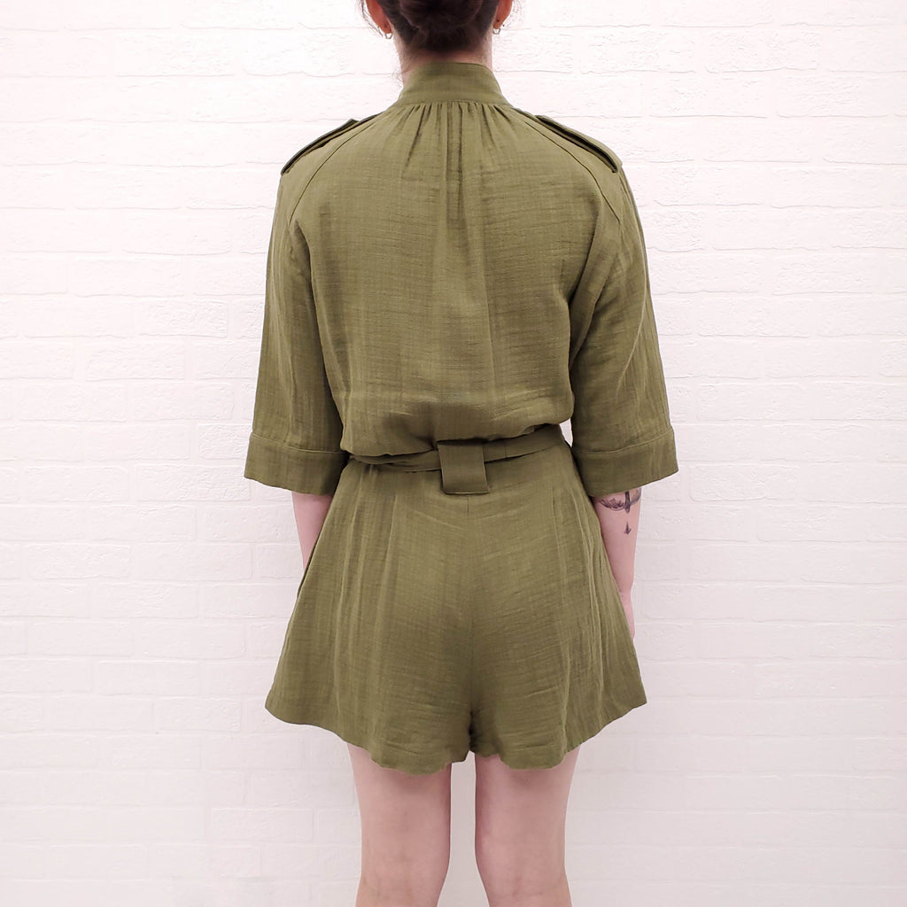 SMYTHE GREEN COTTON ROMPER - SIZE S