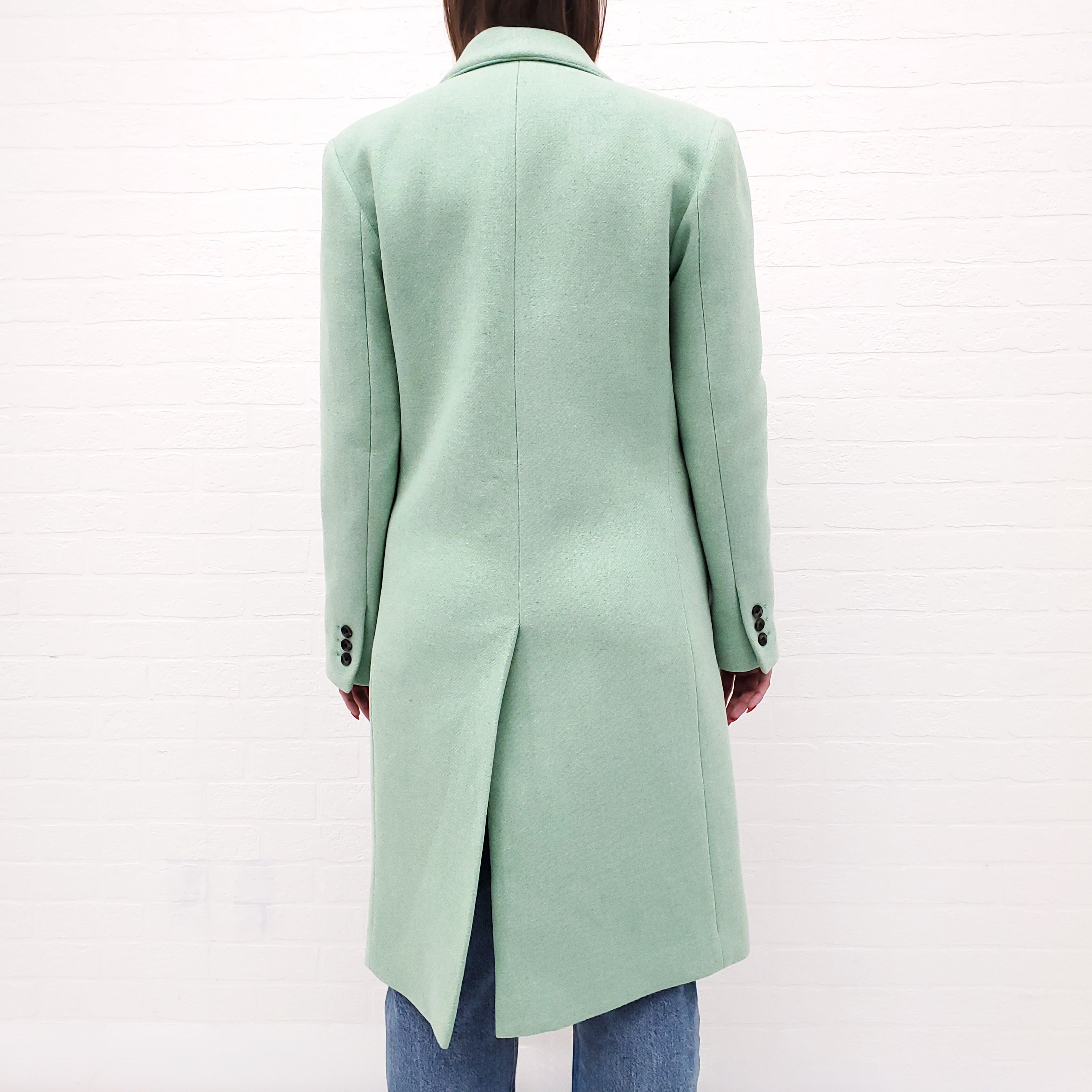 SMYTHE GREEN DOUBLE BREASTED LONG COAT - SIZE 6