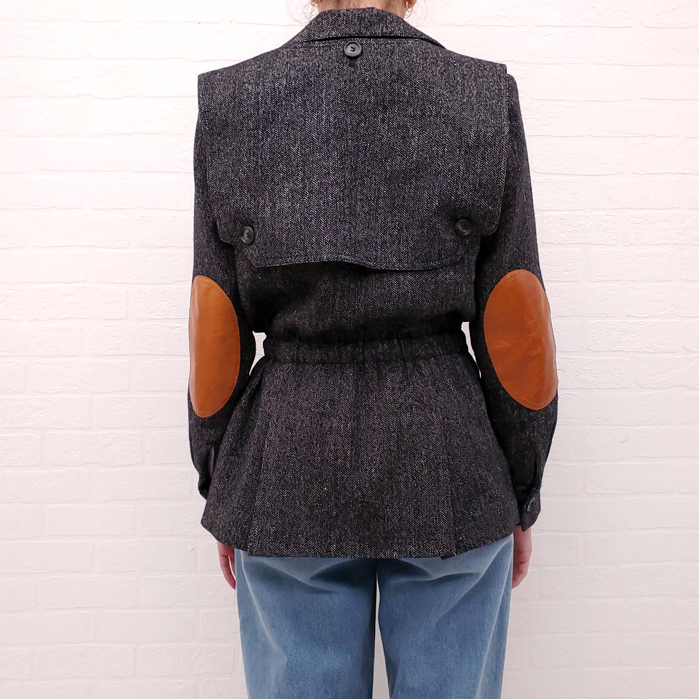 SMYTHE GREY BLAZER WITH COGNAC ELBOW PADS - SIZE S