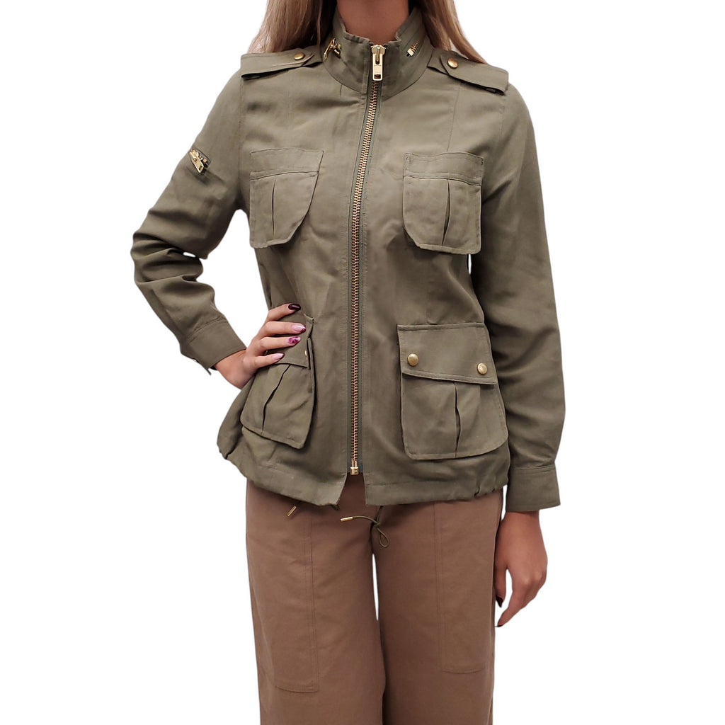 SMYTHE KHAKI GREEN BOMBER JACKET - SIZE XS