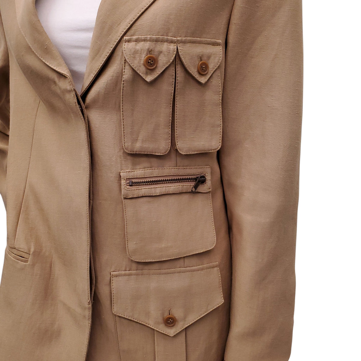 SMYTHE KHAKI MILITARY JACKET - SIZE XS