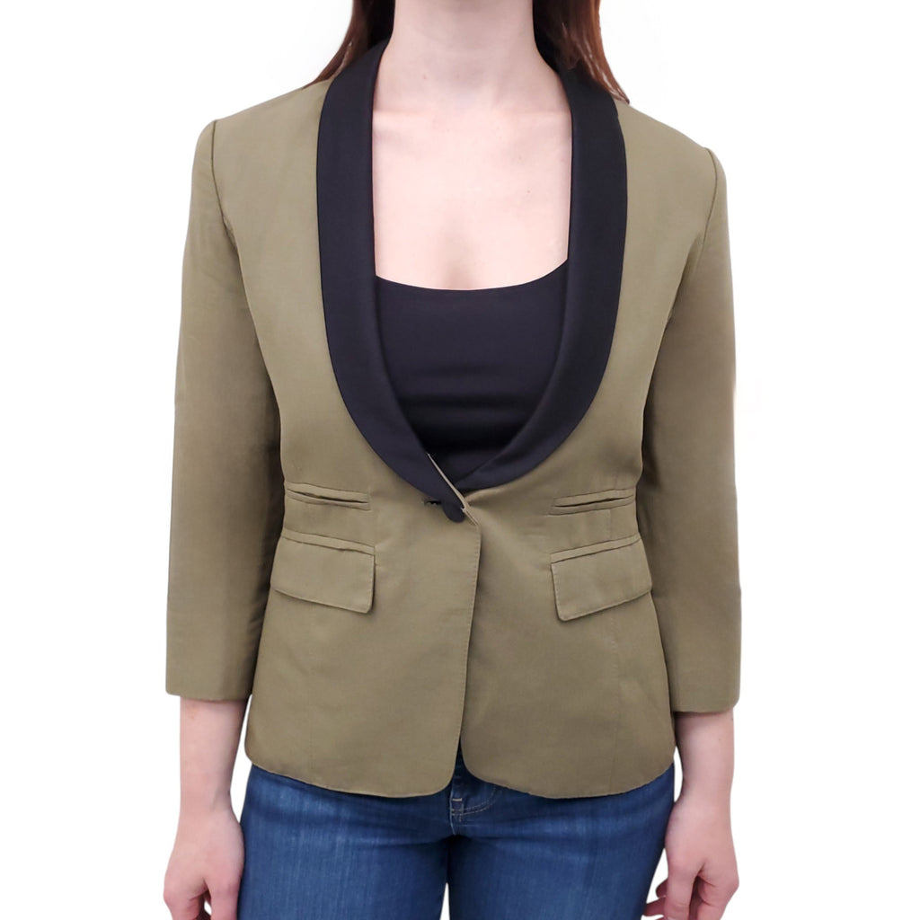 SMYTHE KHAKI TUXEDO STYLE BLAZER - SIZE 8