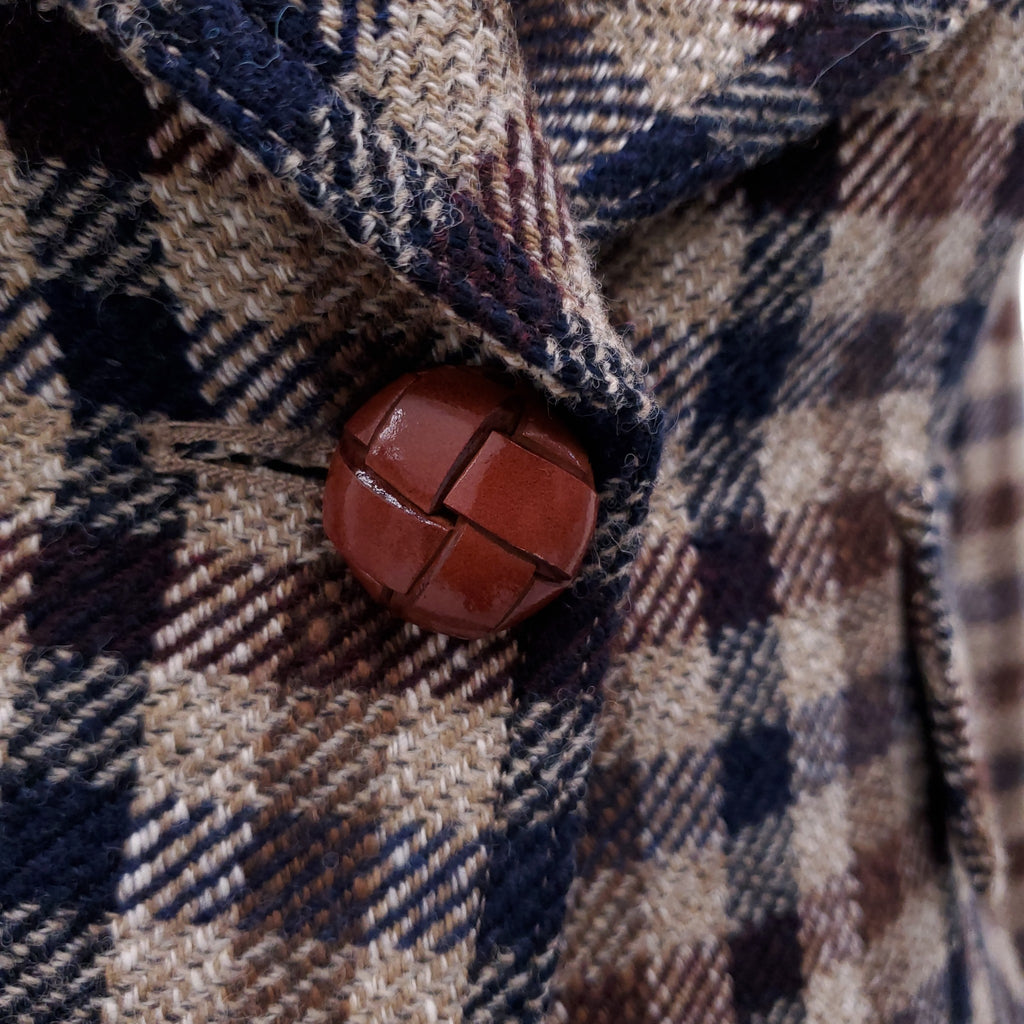SMYTHE KHAKI, NAVY AND BURGUNDY PLAID BLAZER - SIZE 4