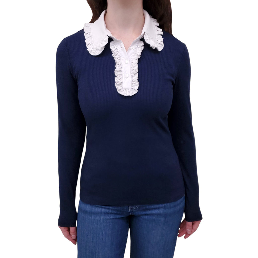 SMYTHE NAVY RIBBED LONG SLEEVE  - SIZE M