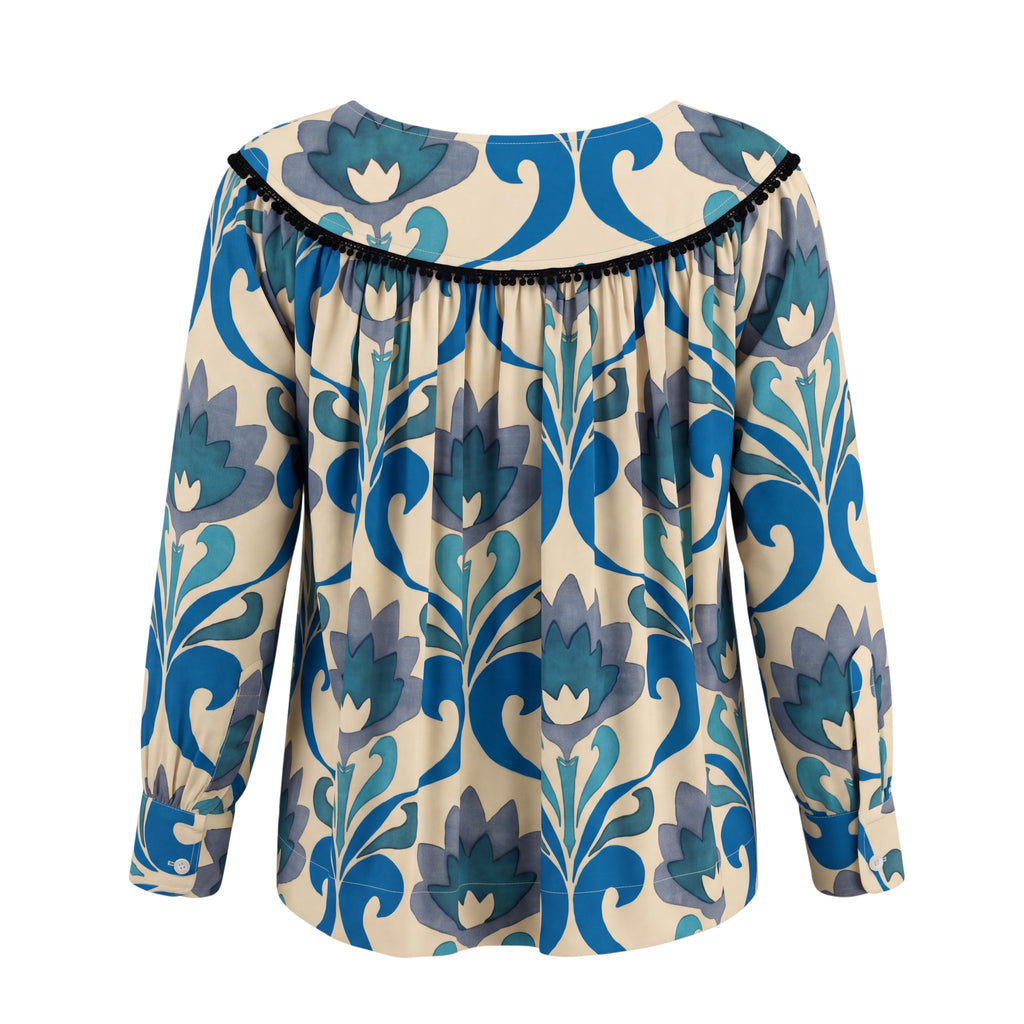 SMYTHE PATTERNED BOHO BLOUSE - SIZE S