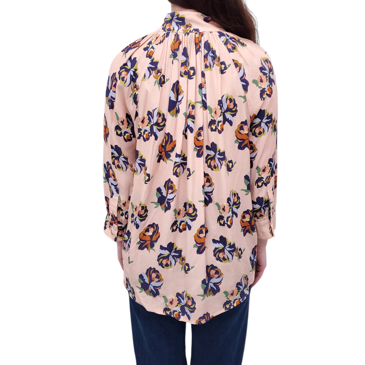 SMYTHE PEACH FLORAL BLOUSE - SIZE S