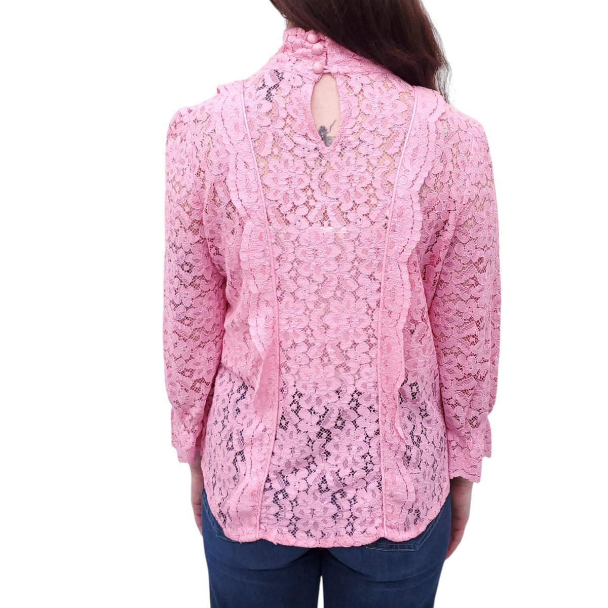 SMYTHE PINK LACE BLOUSE - SIZE M