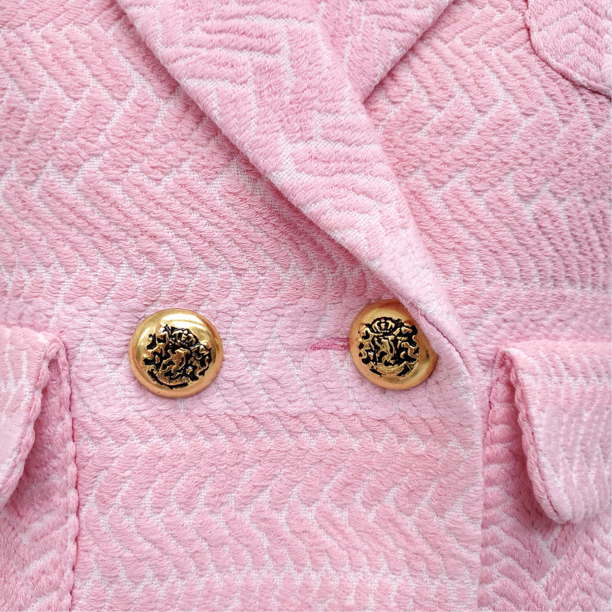 SMYTHE PINK PATTERNED JACKET WITH GOLD BUTTONS - SIZE 8