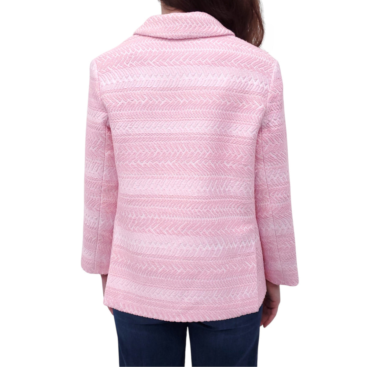 SMYTHE PINK PATTERNED JACKET WITH GOLD BUTTONS - SIZE 8