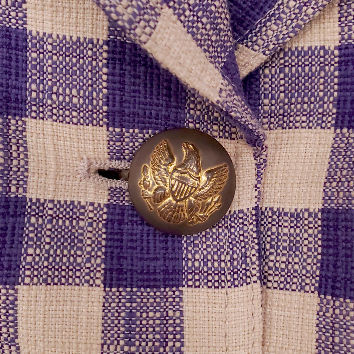 SMYTHE PURPLE PLAID DUTCHESS BLAZER WITH LEATHER DETAIL - SIZE 2