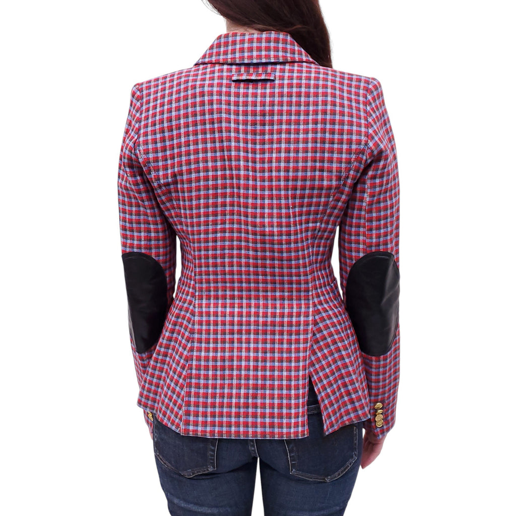 SMYTHE RED AND BLUE PLAID DUCHESS BLAZER - SIZE 6